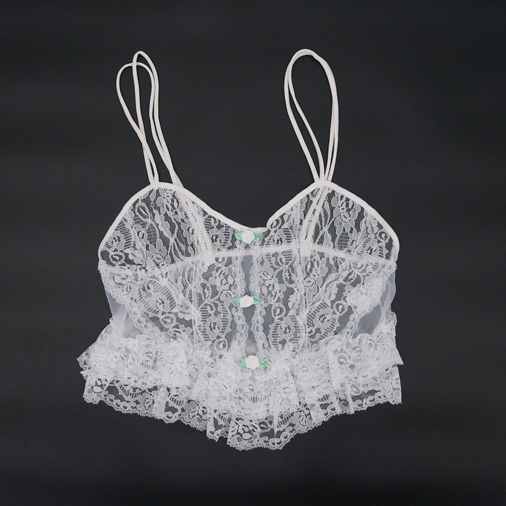 vintage white camisole has delicate floral lace